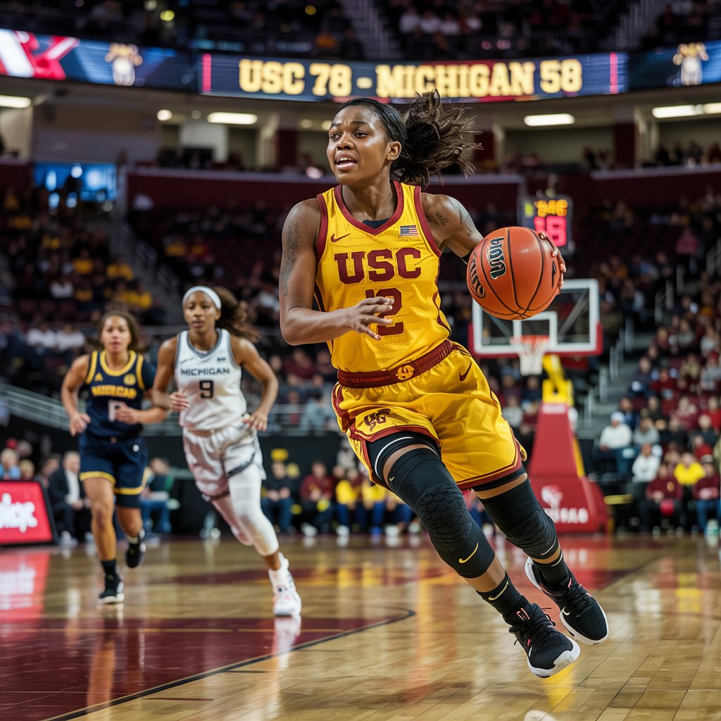 michigan women's basketball vs usc women's basketball match player stats